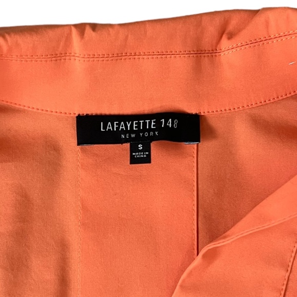 LAFAYETTE 148 Women's Orange Collared 3/4 Length Sleeve Blouse ~ Size Small - Picture 8 of 10